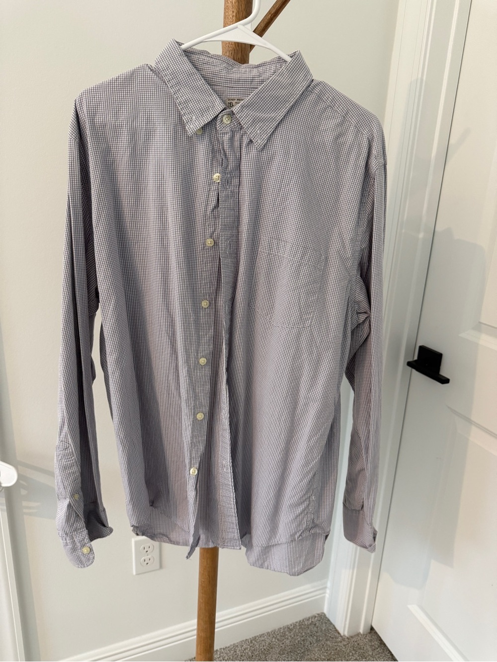 J. Crew Men's Long-Sleeve Micro-Check Shirt in Blue and White